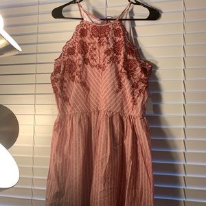 Red Halter Striped Dress